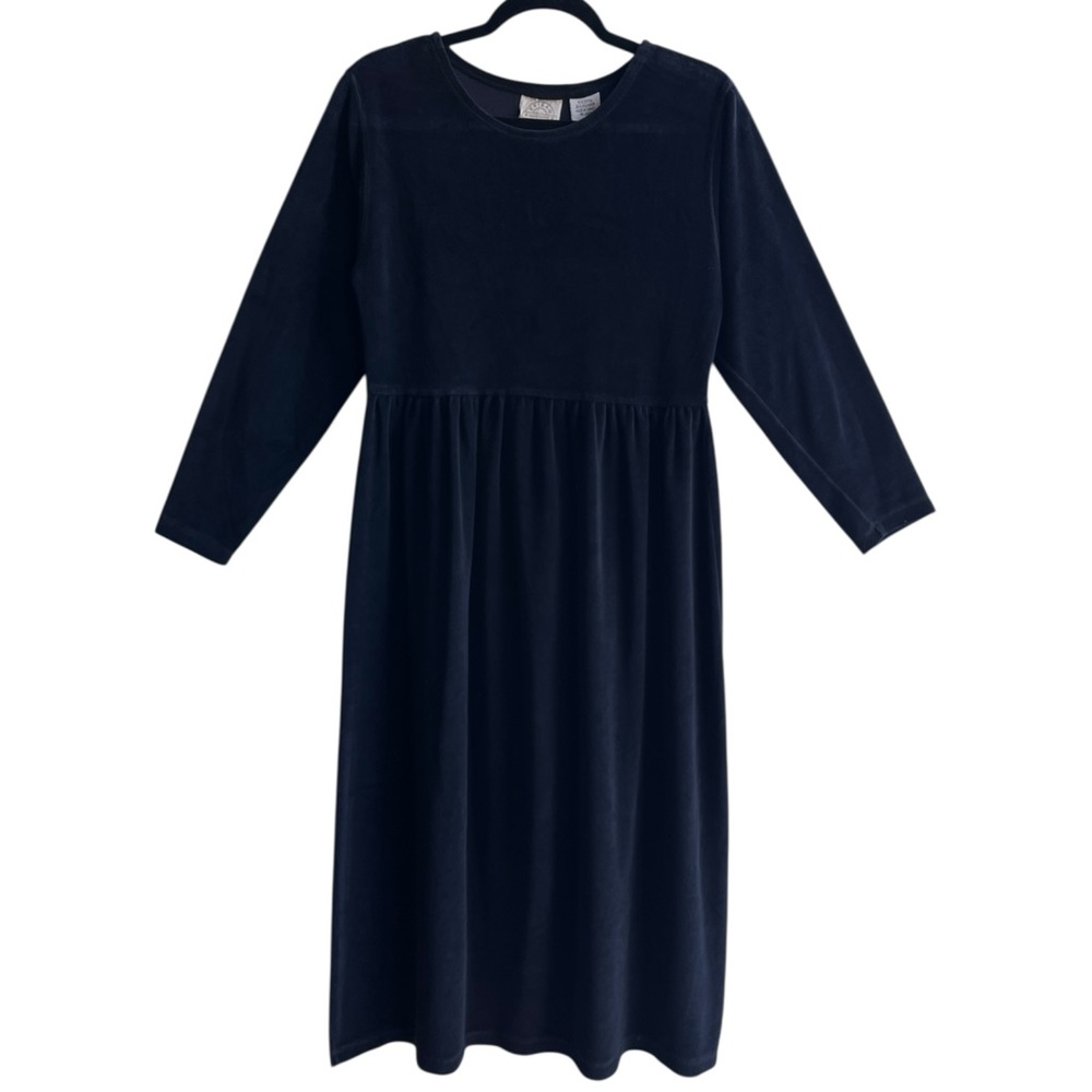 Vintage Erika & Company Black Velour Long Sleeve Maxi Dress Small